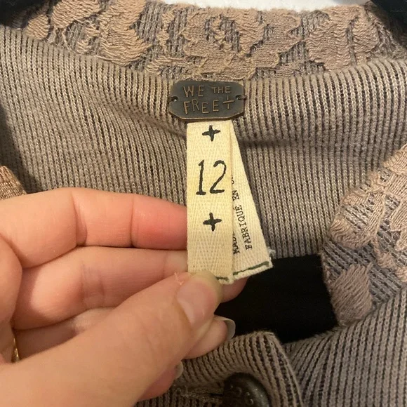 Free People - Victorian Lace Military Knit Cropped Jacket - Size 12 - Picture 2 of 8